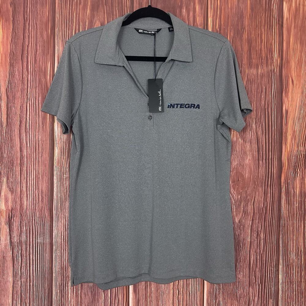 Travis Mathew Womens Ladies Polo New Tags Indigo Gray Company Logo Size XL